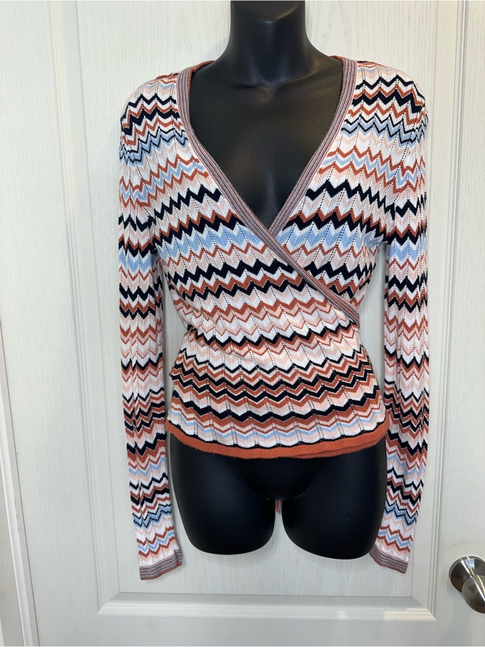 Women's Boho Wrap Look Cardigan - LASCANA - Multi Print Chevron s/M